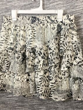 Tiered Ruffle Mini Skirt in Cream and Black Plus Size 1X & 3X